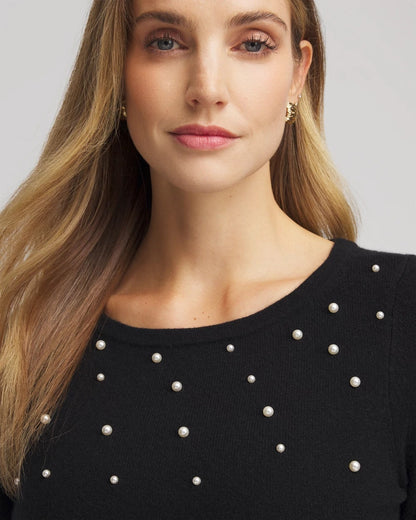 Chico's Women | Embellished Cashmere Pullover Sweater BLACK