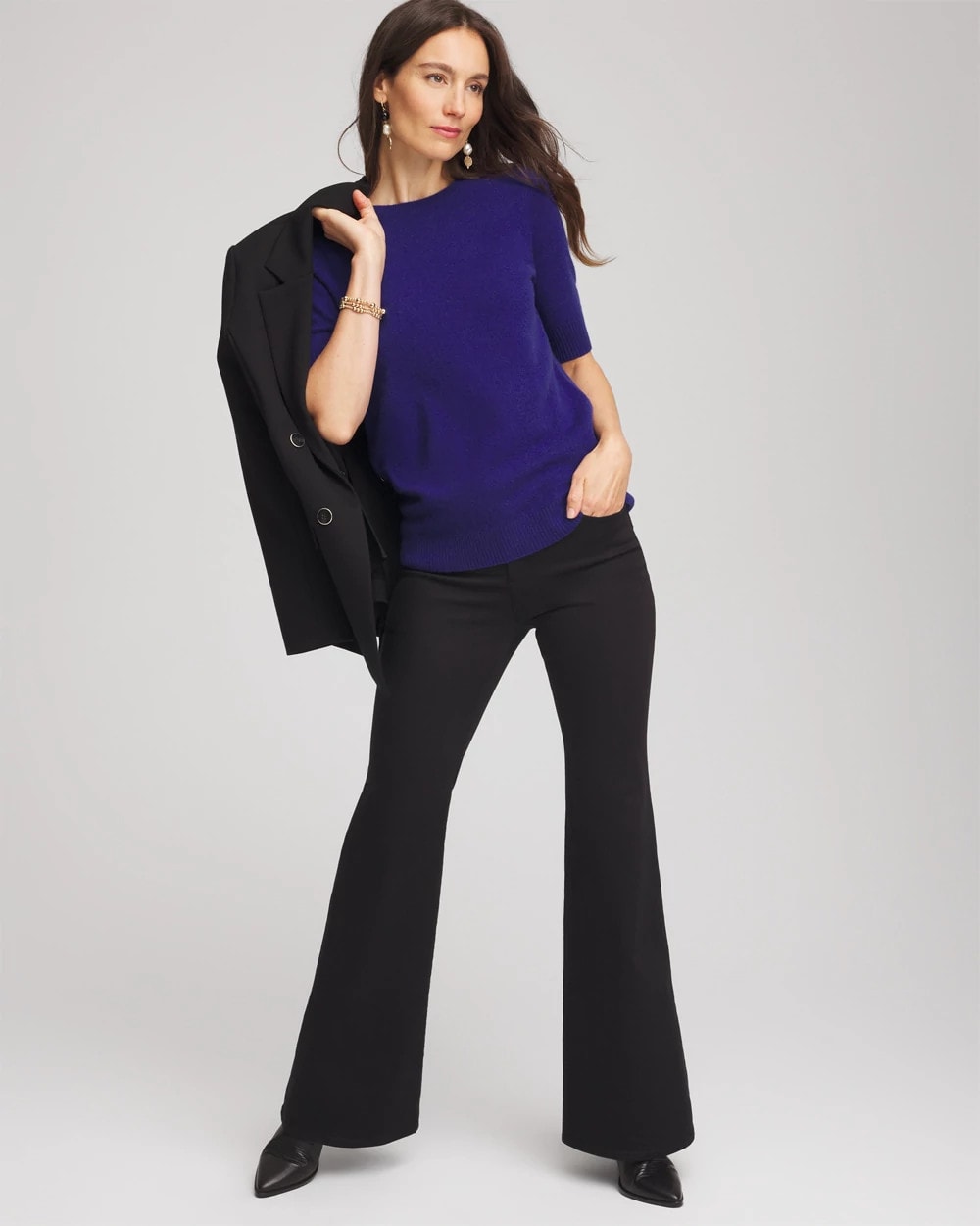Chico's Women | Crewneck Cashmere Pullover Sweater COBALT