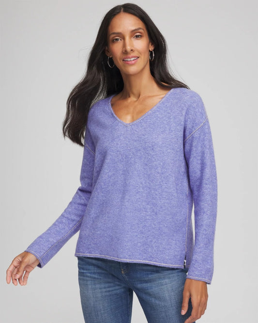 Chico's Women | Contrast Stitch Detail Pullover VIBRANT IRIS