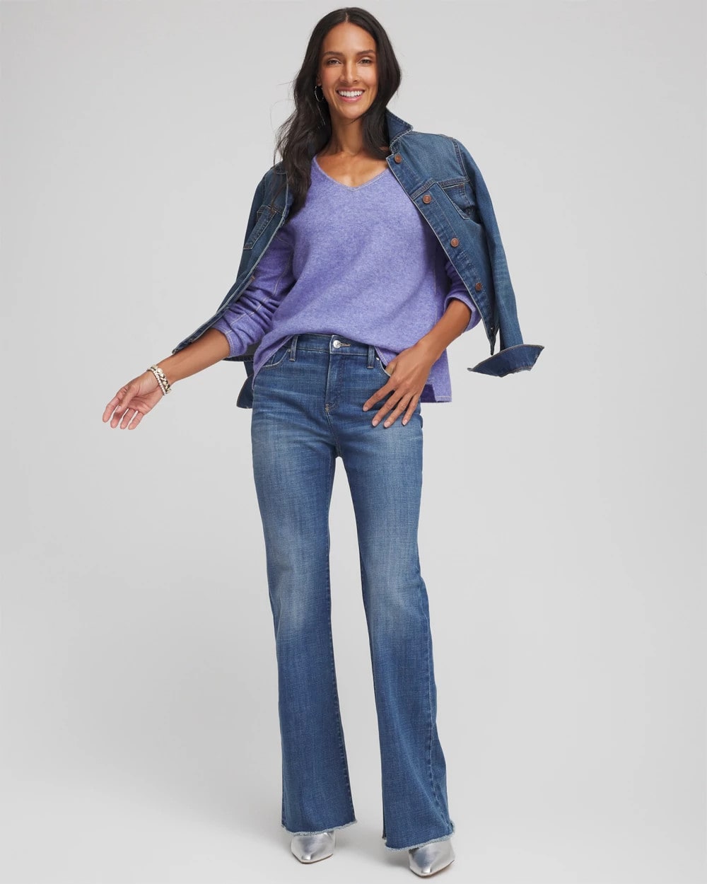 Chico's Women | Contrast Stitch Detail Pullover VIBRANT IRIS