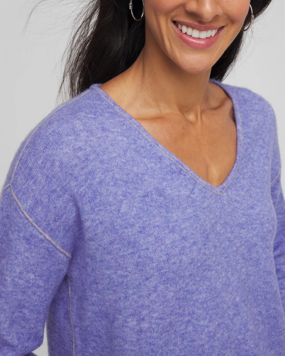 Chico's Women | Contrast Stitch Detail Pullover VIBRANT IRIS