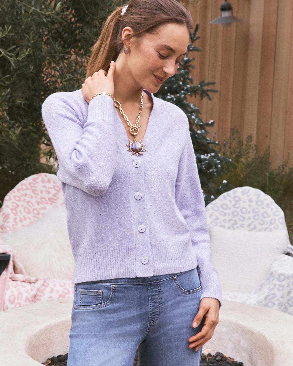 Chico's Women | Shine Boyfriend Cardigan LILAC MIST