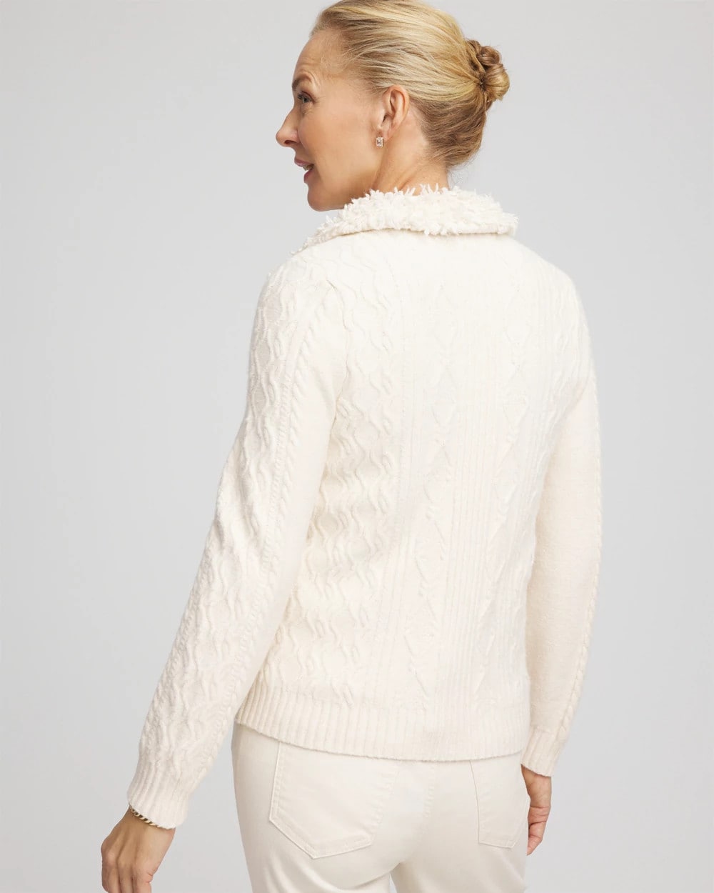 Chico's Women | Fur Trim Moto Cardigan ENGLISH CREAM