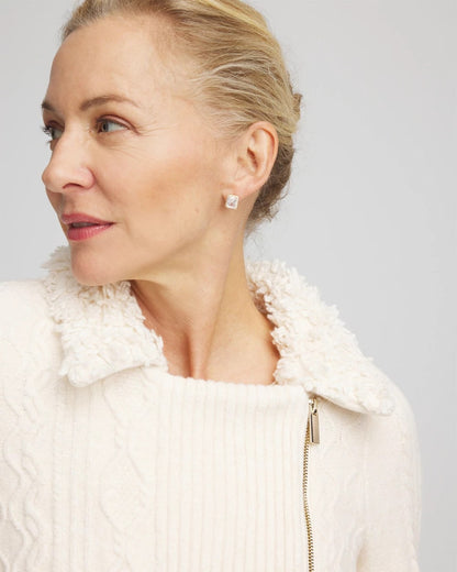 Chico's Women | Fur Trim Moto Cardigan ENGLISH CREAM