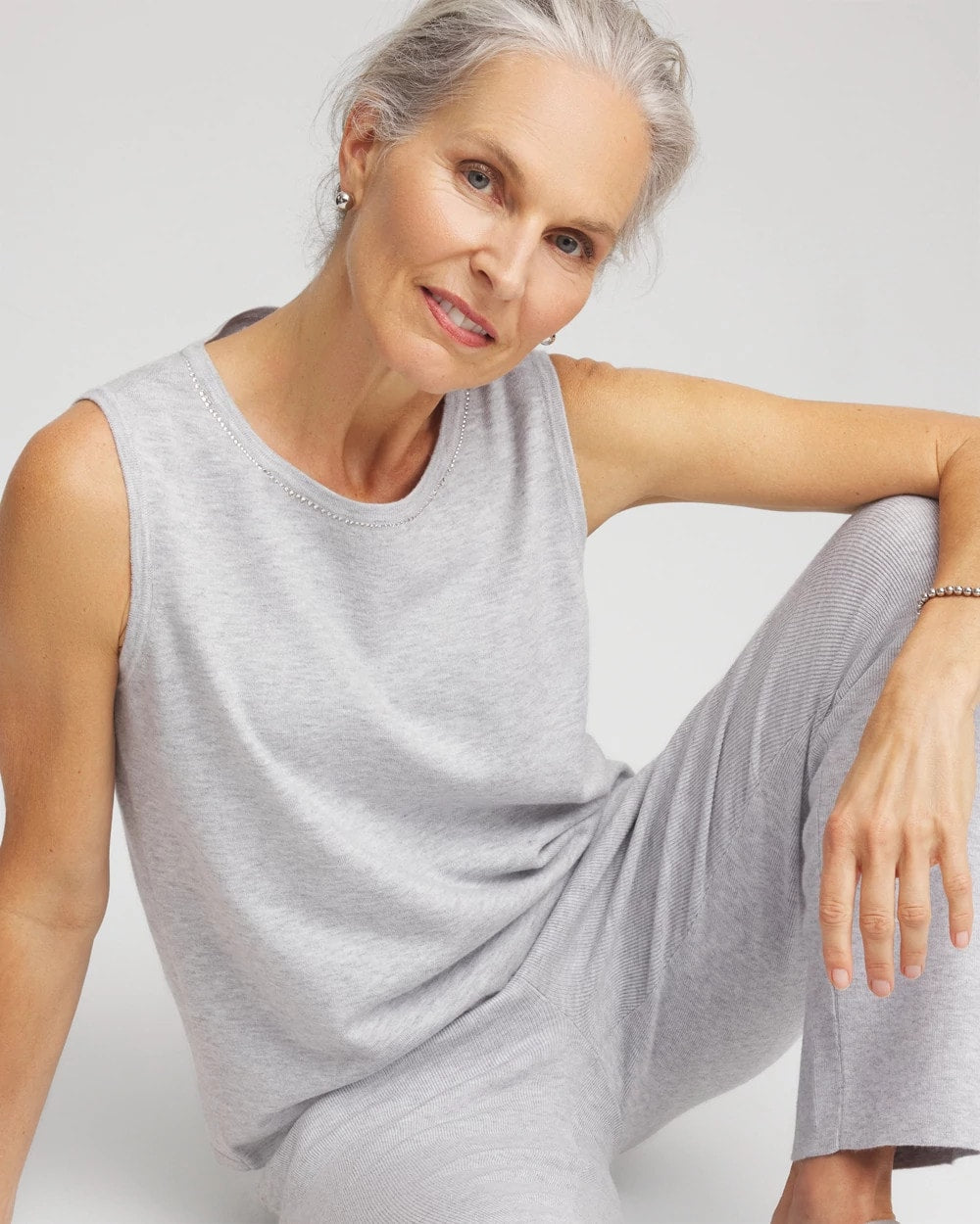 Chico's Women | Zenergy® Luxe Diamante Tank FROSTED GRAY HEATHER