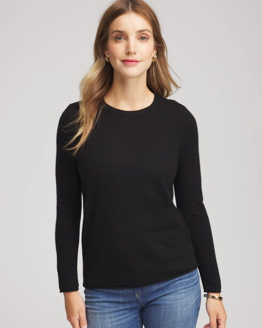 Chico's Women | Crewneck Cashmere Pullover Sweater BLACK