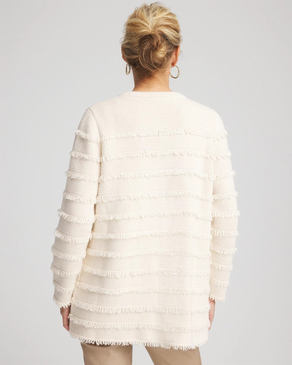 Chico's Women | Fringe Ottoman Knit Cardigan ENGLISH CREAM