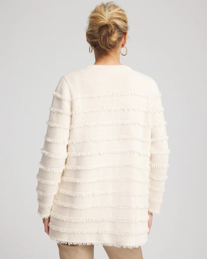 Chico's Women | Fringe Ottoman Knit Cardigan ENGLISH CREAM