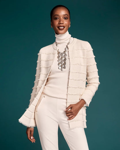 Chico's Women | Fringe Ottoman Knit Cardigan ENGLISH CREAM