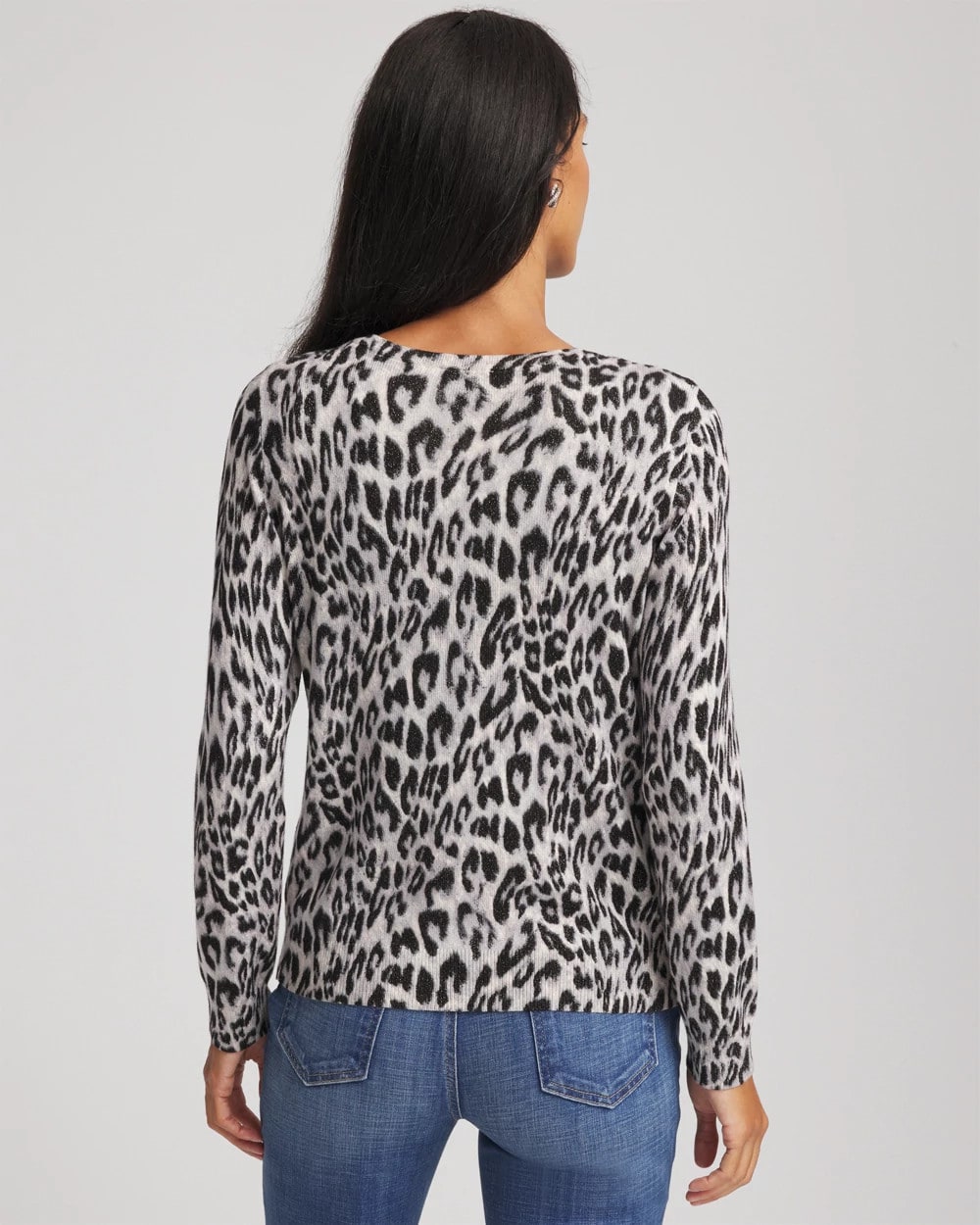 Chico's Women | Animal Crewneck Cardigan ENGLISH CREAM
