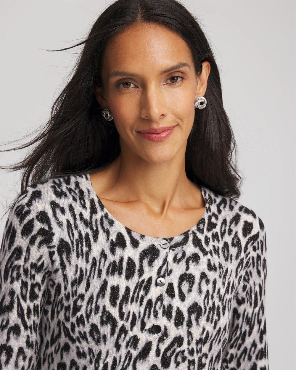 Chico's Women | Animal Crewneck Cardigan ENGLISH CREAM