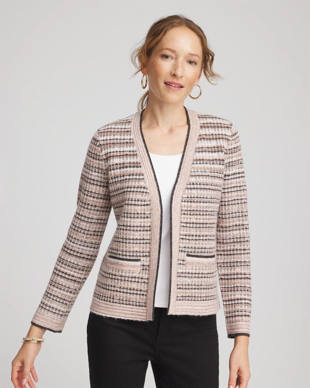 Chico's Women | Sunset Abstract Sweater Jacket BLACK