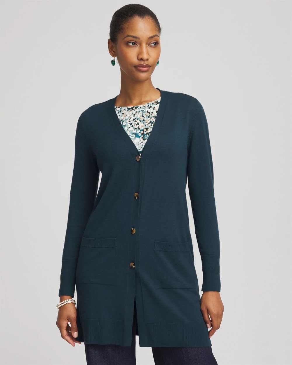 Chico's Women | Ella Pocketed Cardigan Sweater TEAL SHADOW