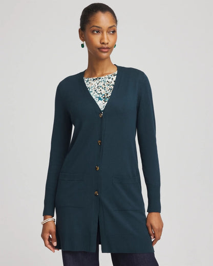 Chico's Women | Ella Pocketed Cardigan Sweater TEAL SHADOW