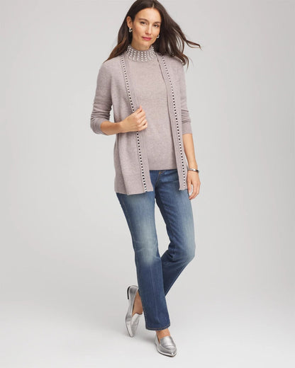 Chico's Women | Cashmere Pearl Mockneck Sweater TAUPE HEATHER