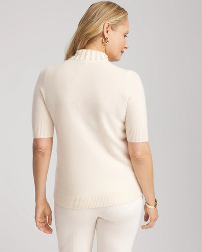 Chico's Women | Cashmere Pearl Mockneck Sweater CREAM