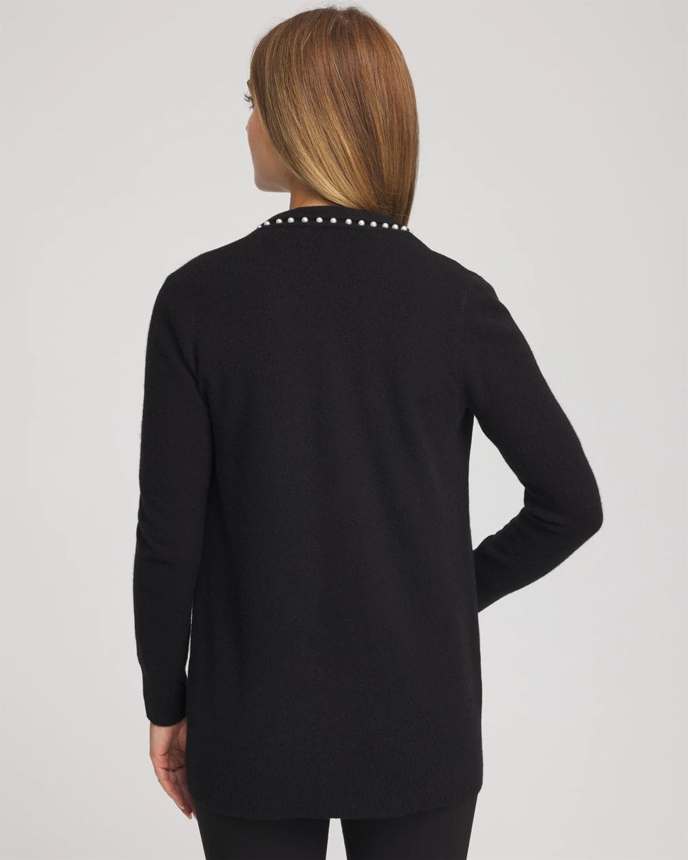 Chico's Women | Cashmere Pearl-Trim Cardigan BLACK