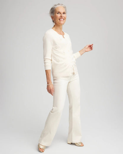 Chico's Women | Embellished Crewneck Cardigan ENGLISH CREAM