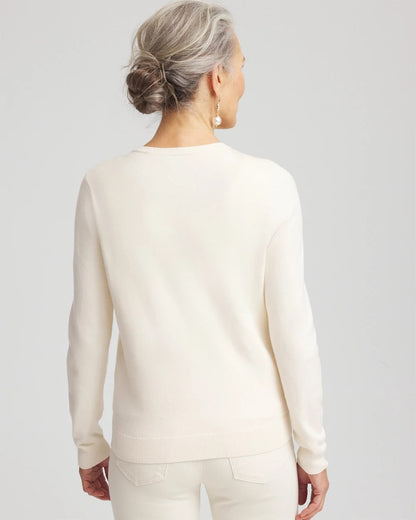 Chico's Women | Embellished Crewneck Cardigan ENGLISH CREAM