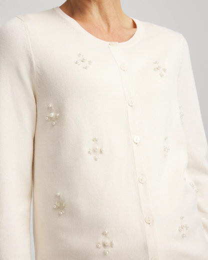 Chico's Women | Embellished Crewneck Cardigan ENGLISH CREAM