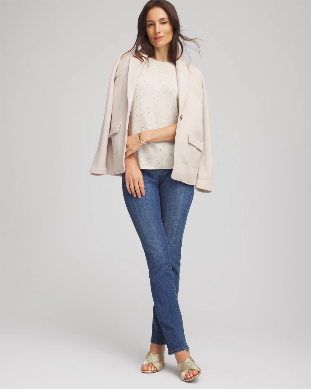Chico's Women | Crewneck Cashmere Pullover Sweater LIGHT GRAY