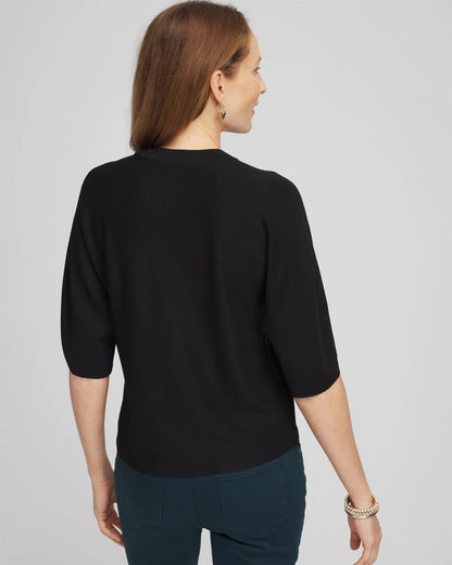 Chico's Women | Dolman Sleeve Crew Neck Pullover Sweater BLACK