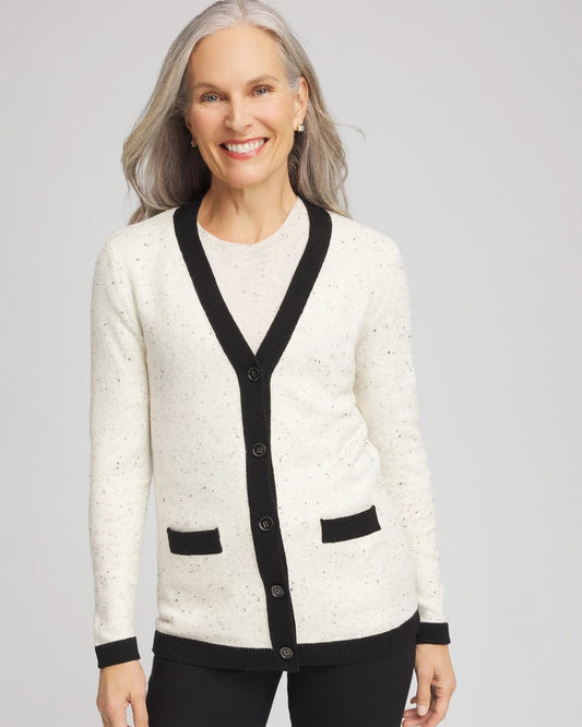 Chico's Women | Tipped Lady Jacket Cardigan ENGLISH CREAM