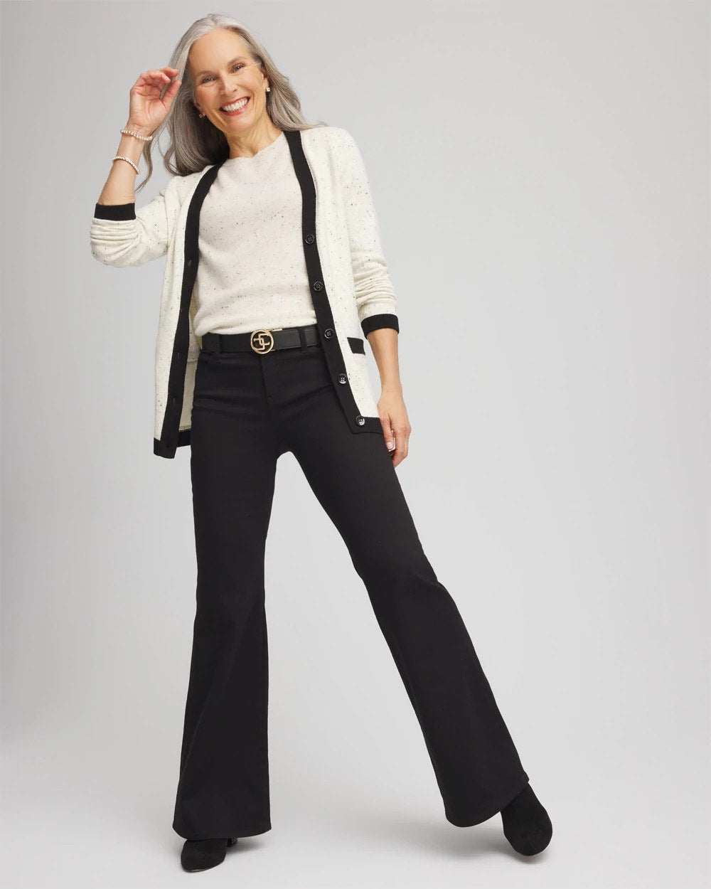 Chico's Women | Tipped Lady Jacket Cardigan ENGLISH CREAM
