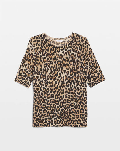 Chico's Women | Cashmere Animal Elbow-Sleeve Pullover CAMEL
