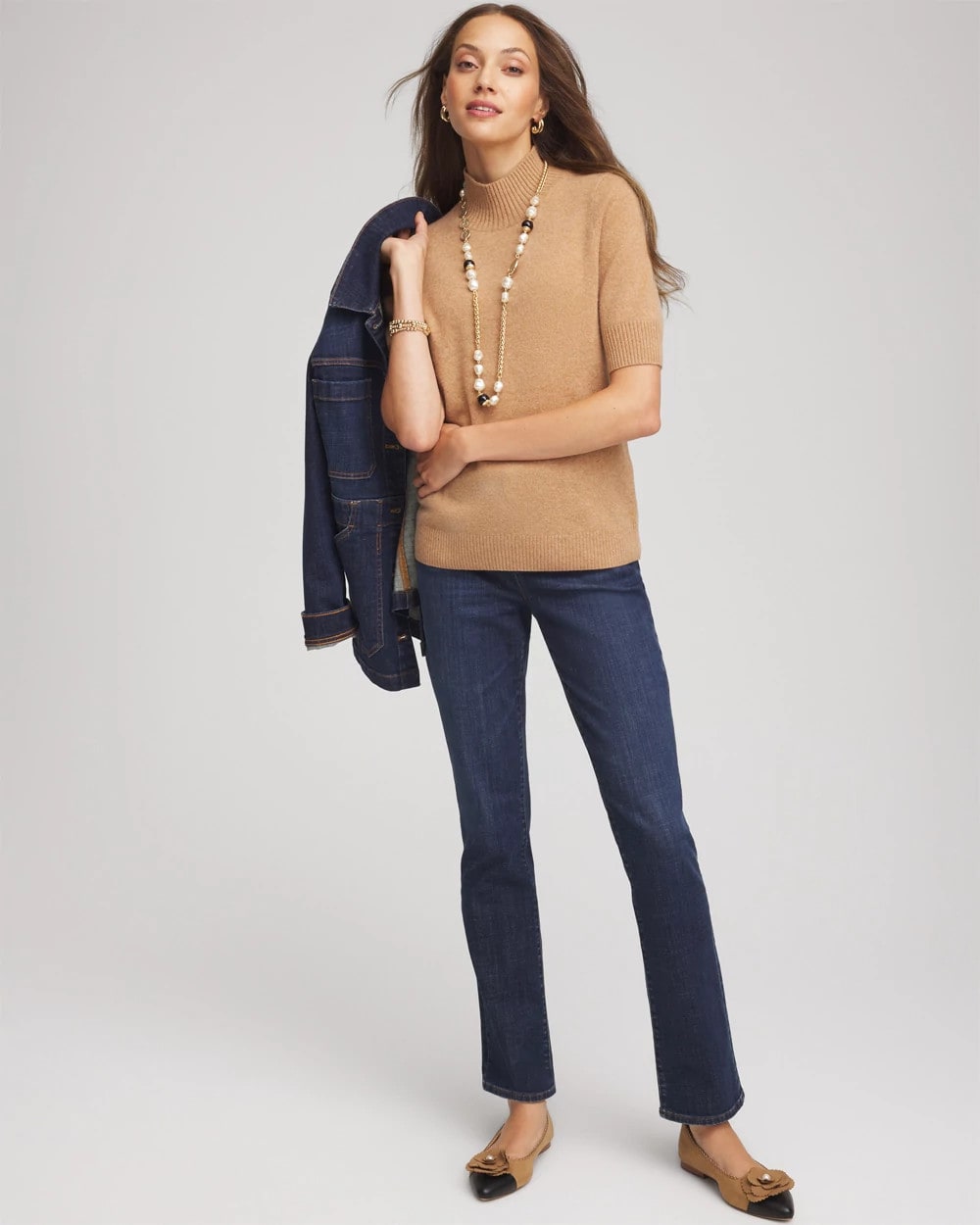 Chico's Women | Cashmere Elbow-Sleeve Sweater CAMEL