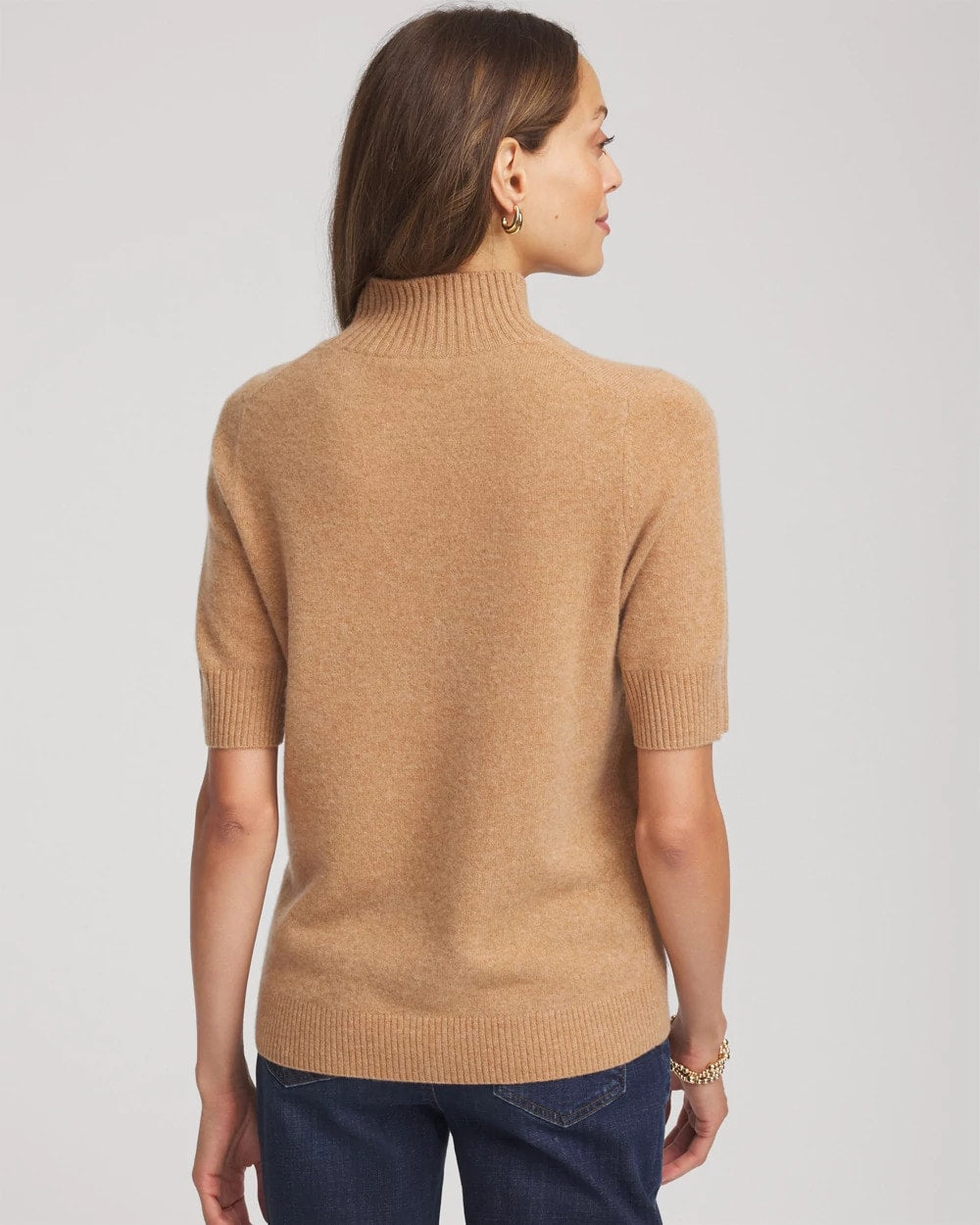 Chico's Women | Cashmere Elbow-Sleeve Sweater CAMEL