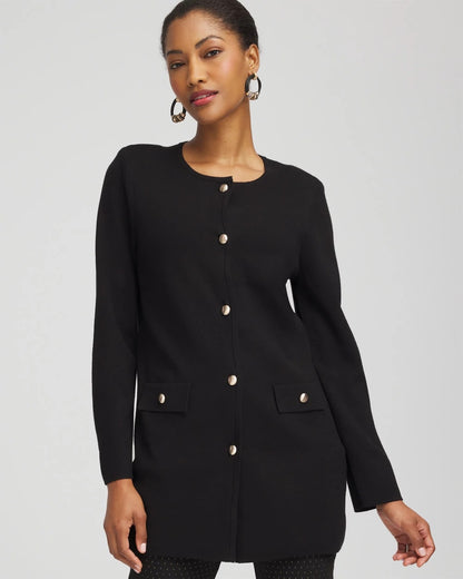 Chico's Women | Button-Down Crewneck Coatigan BLACK