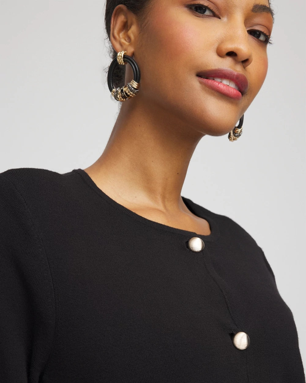 Chico's Women | Button-Down Crewneck Coatigan BLACK