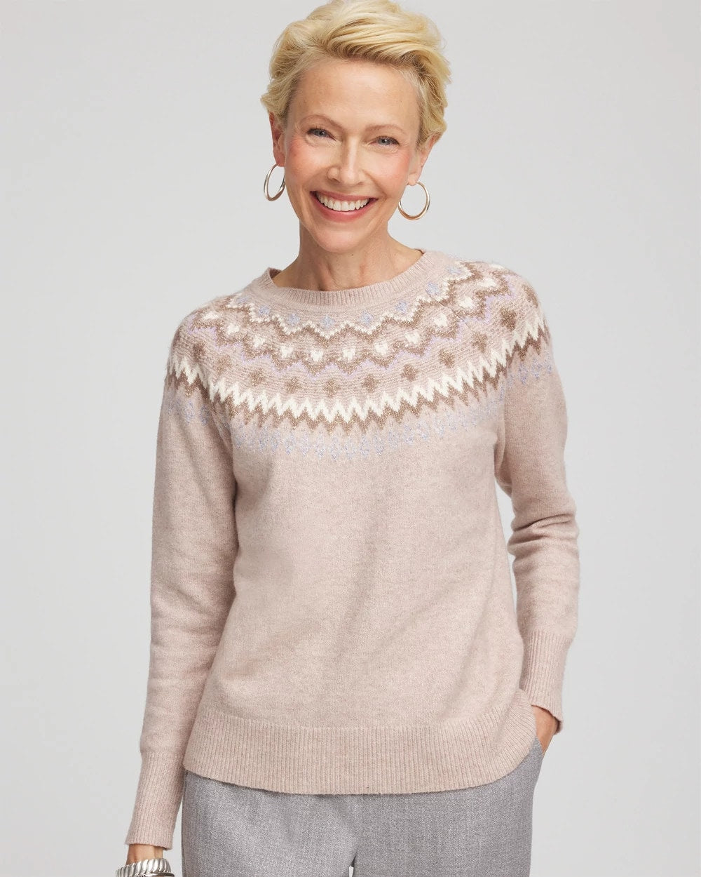 Chico's Women | Fair Isle Sweater BIRCH BARK
