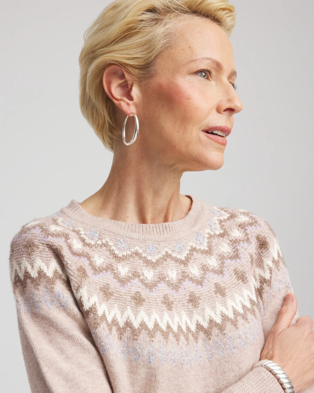 Chico's Women | Fair Isle Sweater BIRCH BARK