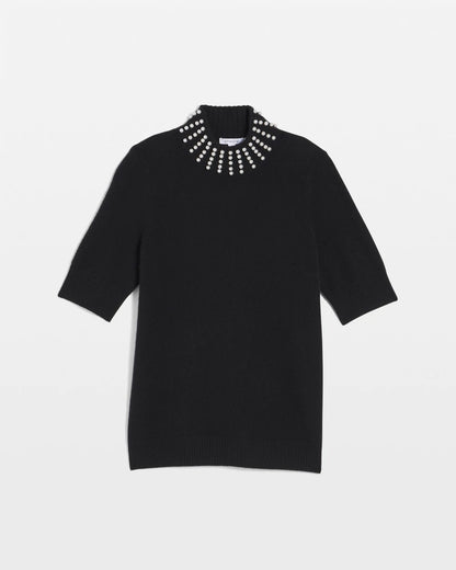 Chico's Women | Cashmere Pearl Mockneck Sweater BLACK