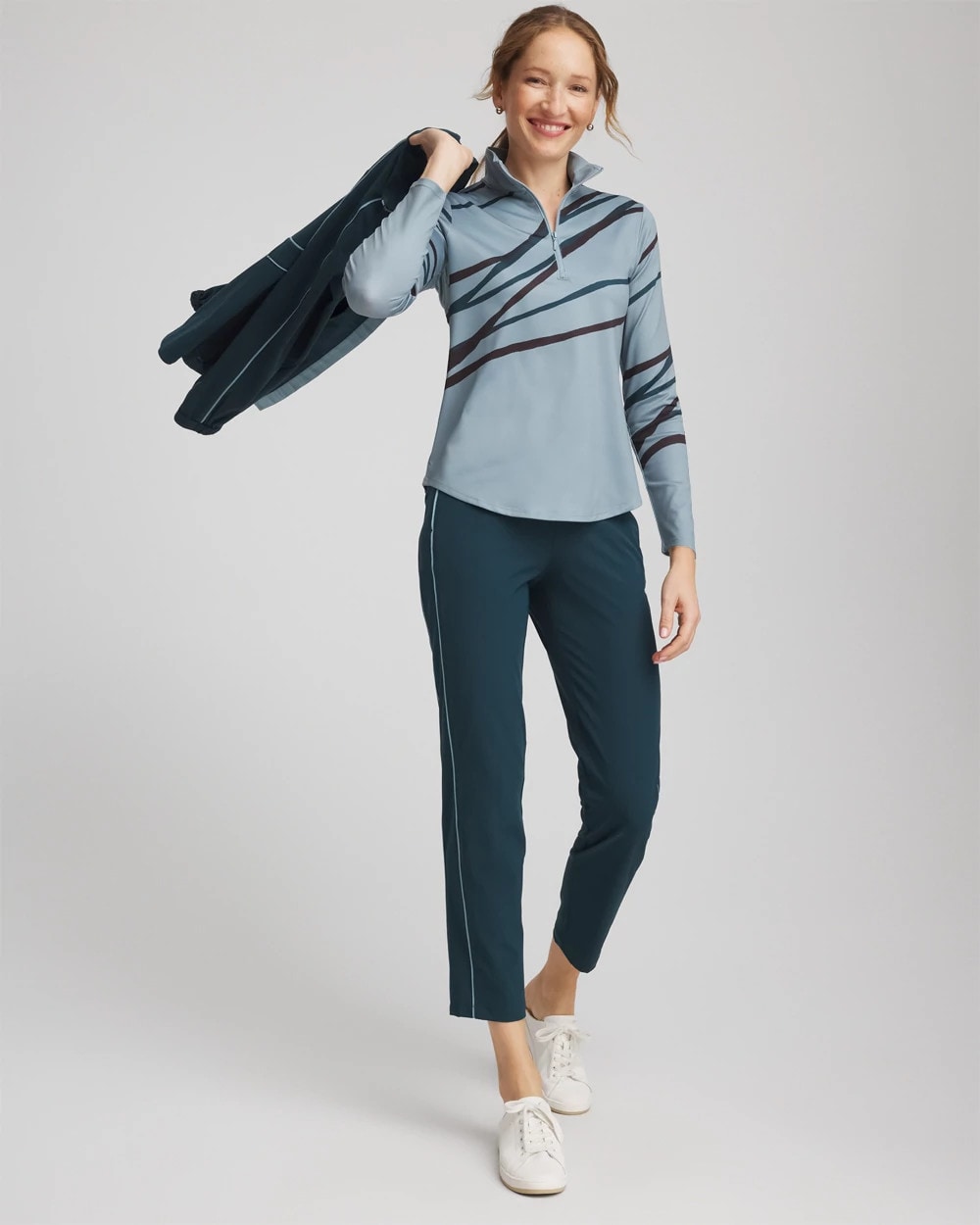 Chico's Women | Zenergy® UPF Morocco Zip-Front Pullover BLUE PINE