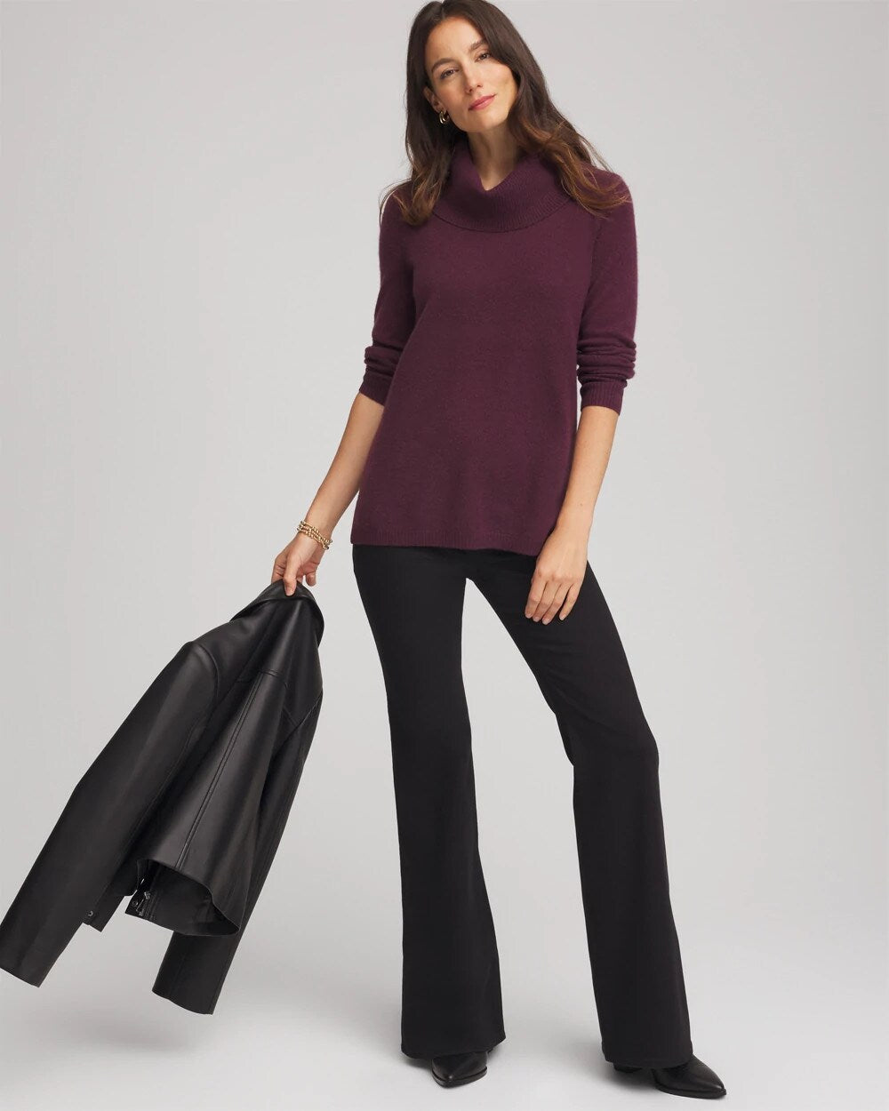 Chico's Women | Cowlneck Cashmere Pullover Tunic WINE