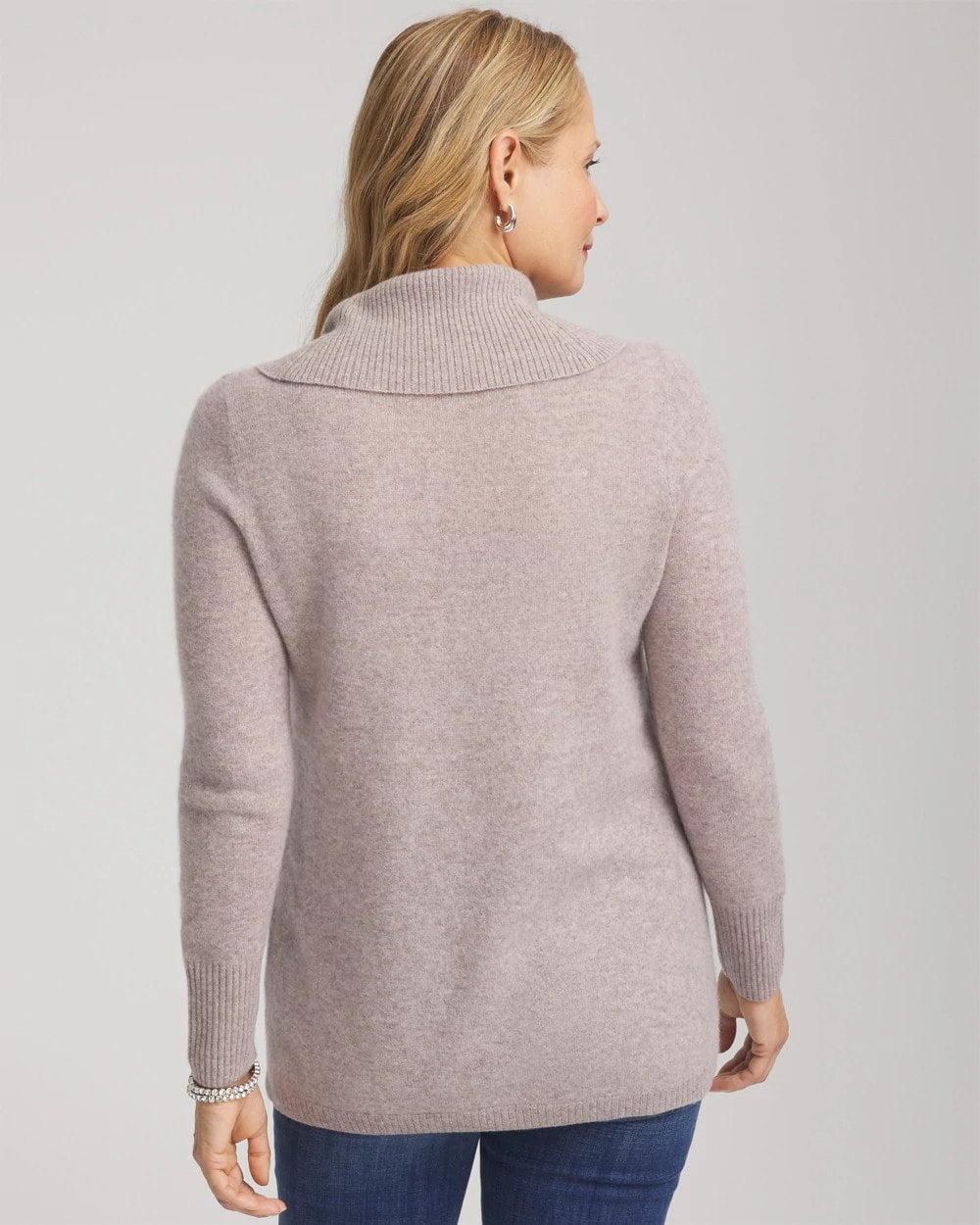 Chico's Women | Cowlneck Cashmere Pullover Tunic TAUPE HEATHER