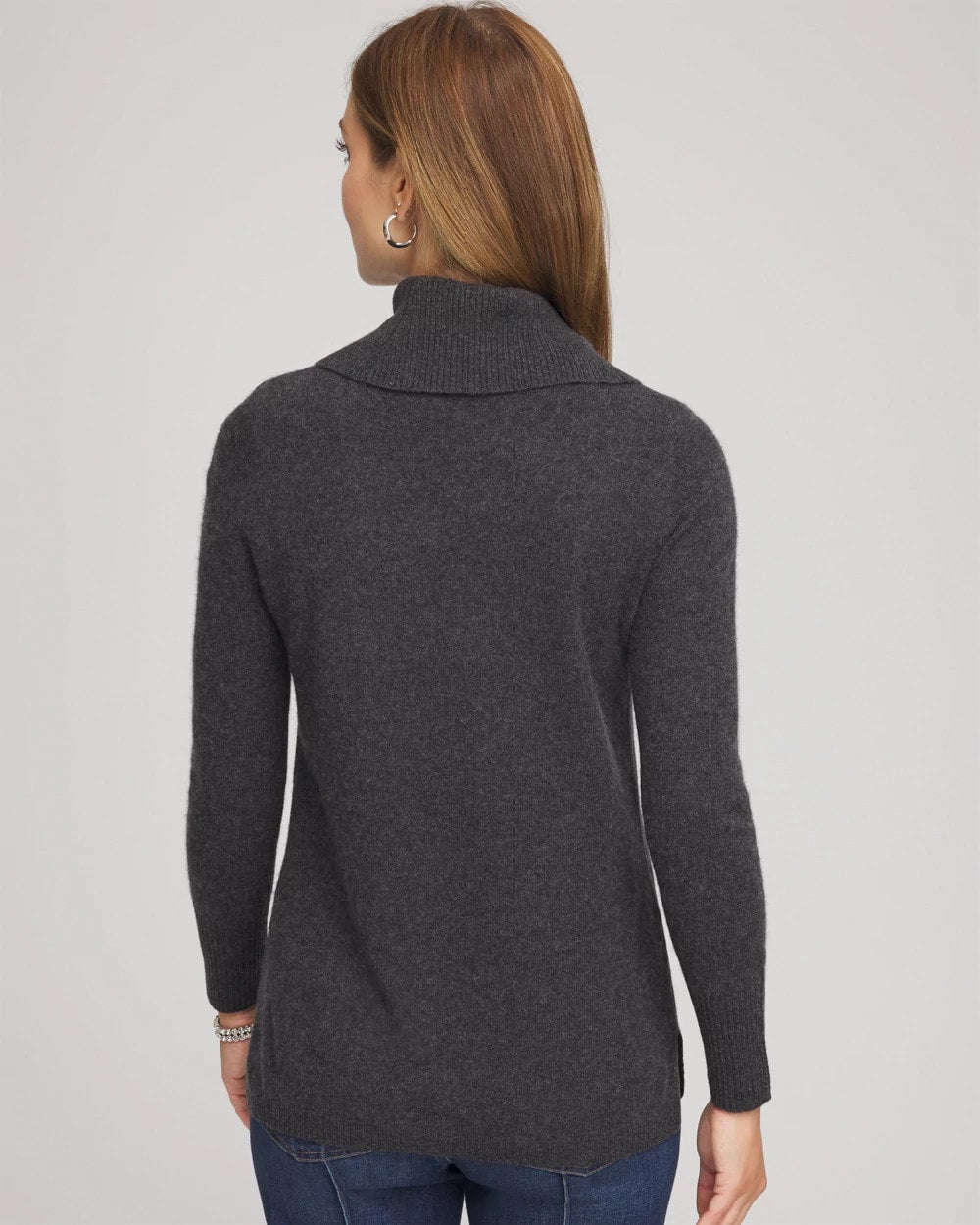 Chico's Women | Cowlneck Cashmere Pullover Tunic DARK GREY
