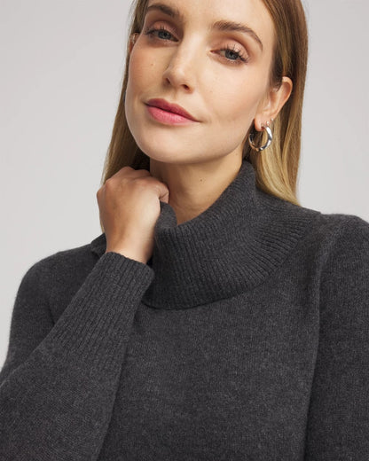 Chico's Women | Cowlneck Cashmere Pullover Tunic DARK GREY