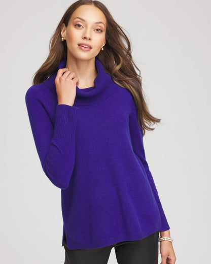 Chico's Women | Cowlneck Cashmere Pullover Tunic COBALT