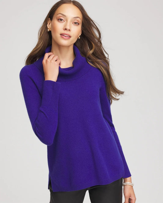 Chico's Women | Cowlneck Cashmere Pullover Tunic COBALT
