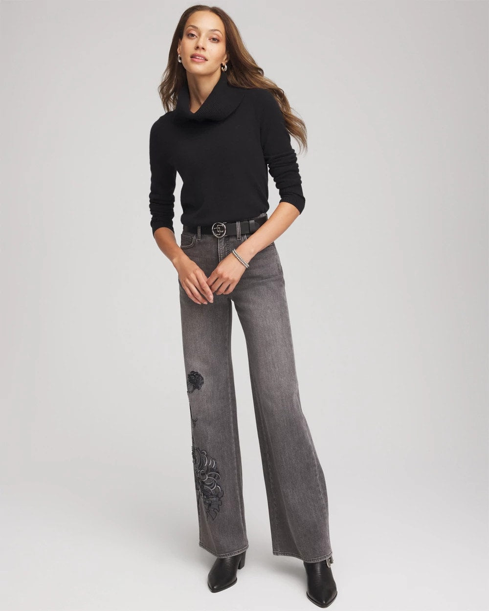Chico's Women | Cowlneck Cashmere Pullover Tunic BLACK