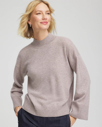 Chico's Women | Cashmere Mockneck Sweater TAUPE HEATHER