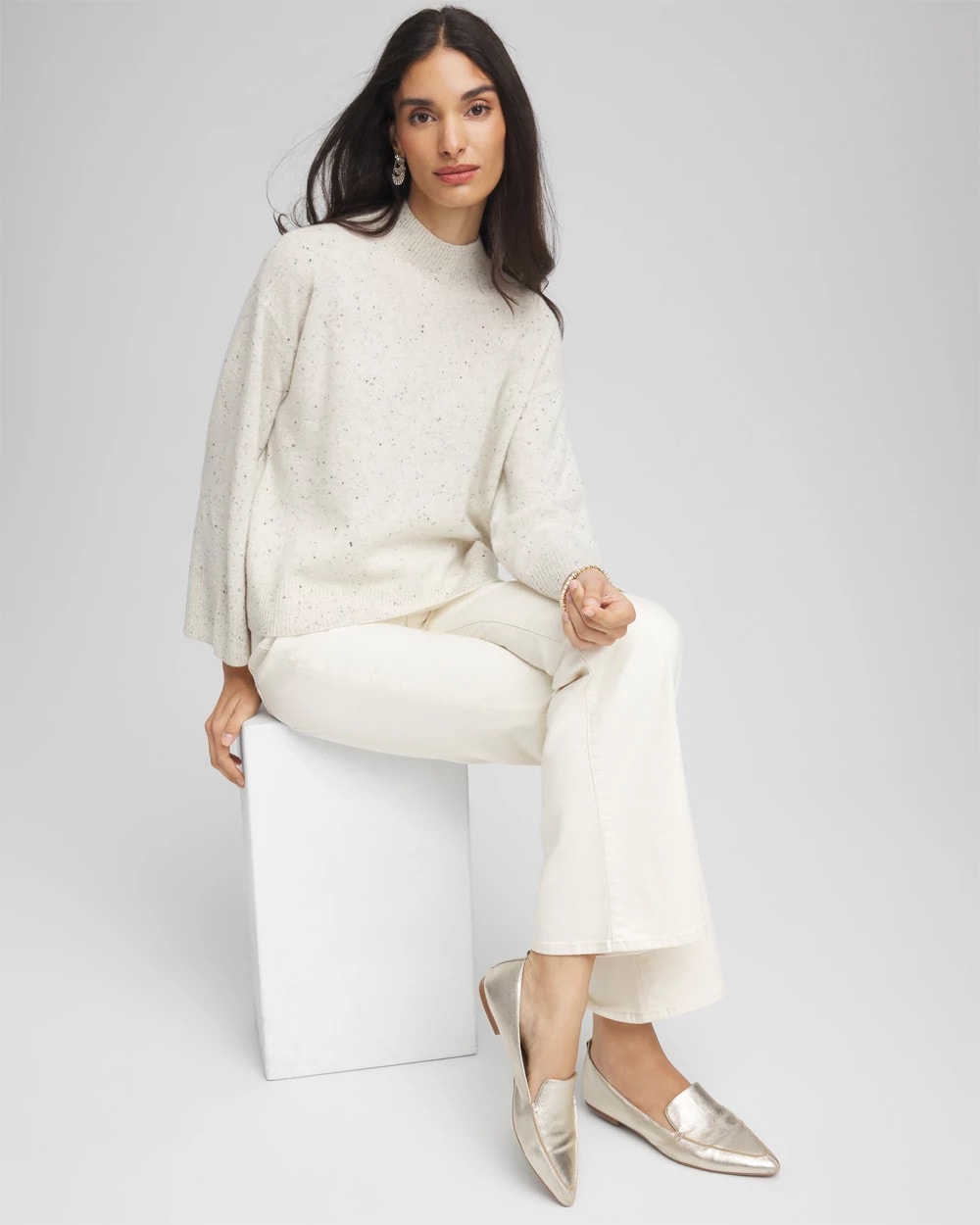 Chico's Women | Cashmere Mockneck Sweater LIGHT GRAY