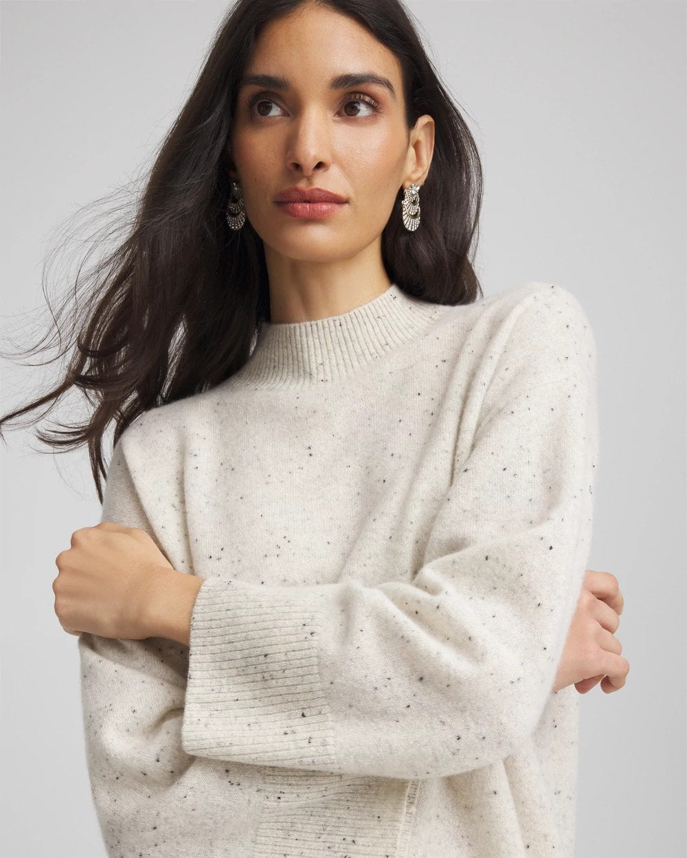 Chico's Women | Cashmere Mockneck Sweater LIGHT GRAY