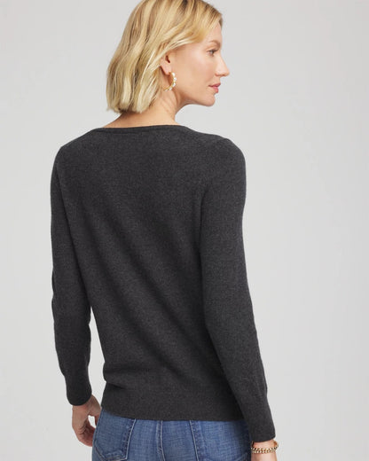Chico's Women | Relaxed V-Neck Cashmere Sweater DARK GREY