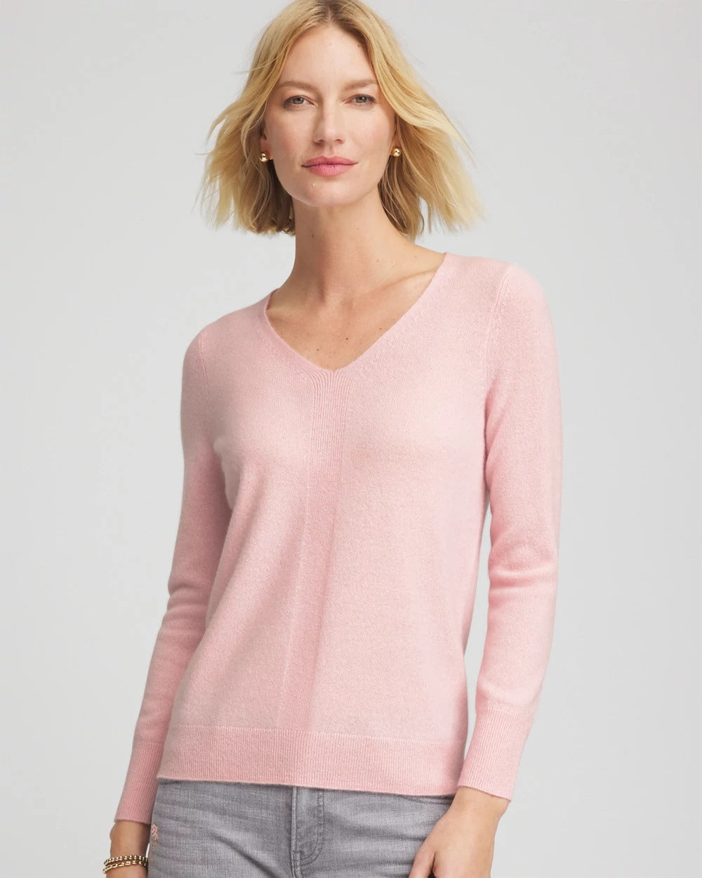 Chico's Women | Relaxed V-Neck Cashmere Sweater BLUSHED