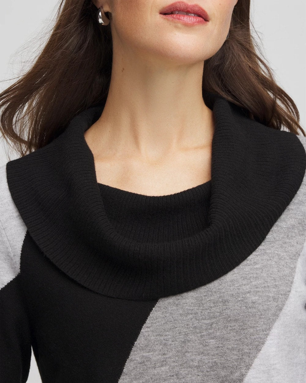Chico's Women | Zenergy® Luxe Intarsia Cowlneck Top FROSTED GRAY HEATHER